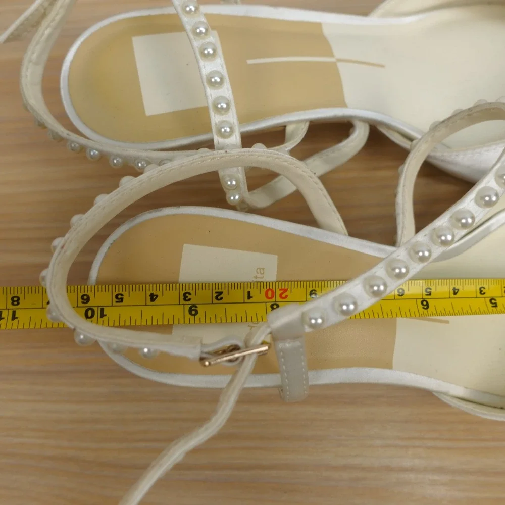 Dolce Vita Womens Slingback Pumps 8.5 White Bridal Pearl Satin Kitten Heel